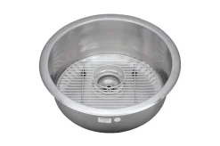 Wells Sinkware 19" Round 18-Gauge Undermount Single Bowl Stainless Steel Kitchen Bar Sink with Grid Rack and Strainer