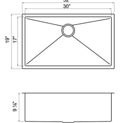 Wells Sinkware Small Radius 32" 16-Gauge Undermount Single Bowl Stainless Steel Kitchen Sink
