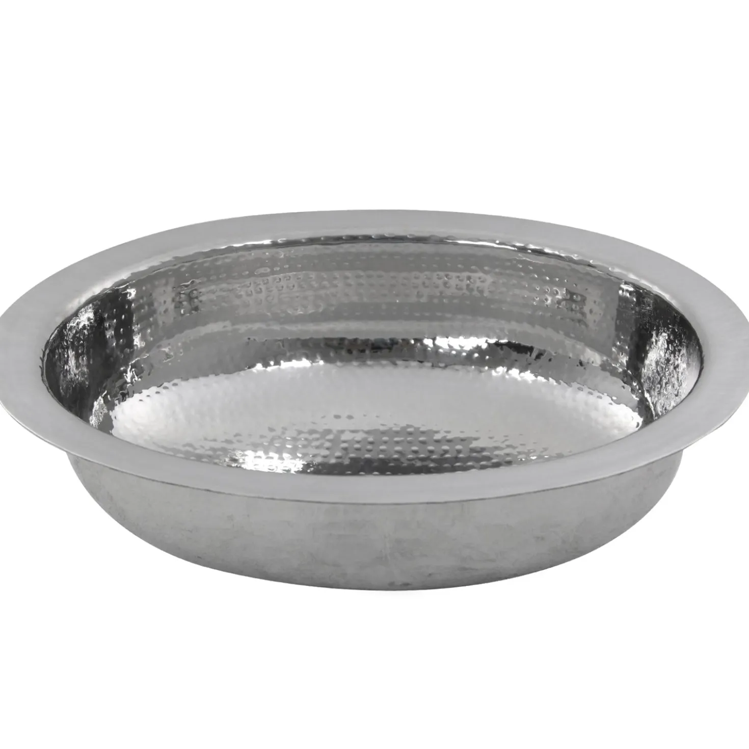 17 1/2" x 13 3/4" Hand Hammered Stainless Steel Oval Undermount Bathroom Sink